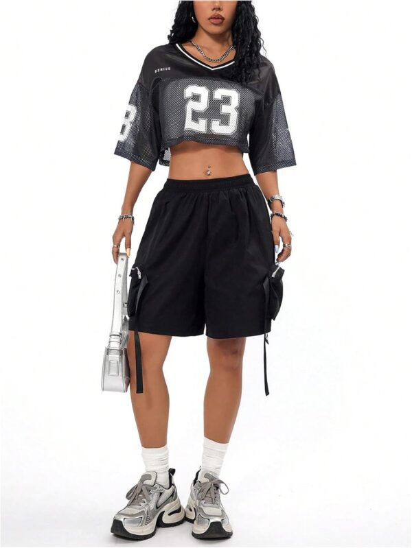 SOLY HUX Jersey Shirts for Women Y2k Crop Tops Streetwear Sportswear Short Sleeve T-Shirt Cute Football Jersey Top