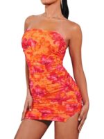 SOLY HUX Women's Floral Tube Dress Summer Strapless Bodycon Mini Dress Party Clubwear