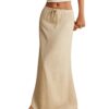 SOLY HUX Women's Summer Maxi Skirt Drawstring Low Waist A Line Casual Skirts