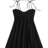 SOLY HUX Women's Tie Shoulder Cami Dress Spaghetti Strap Mini Summer Dresses