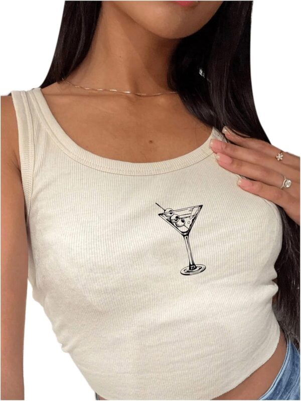 SOLY HUX Women's Y2k Graphic Crop Tops Sleeveless Scoop Neck Summer Tank Top