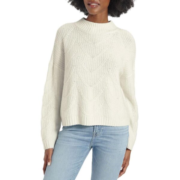 Splendid Womens Ada White Wool Blend Mock Neck Pullover Sweater Top XL BHFO 6627