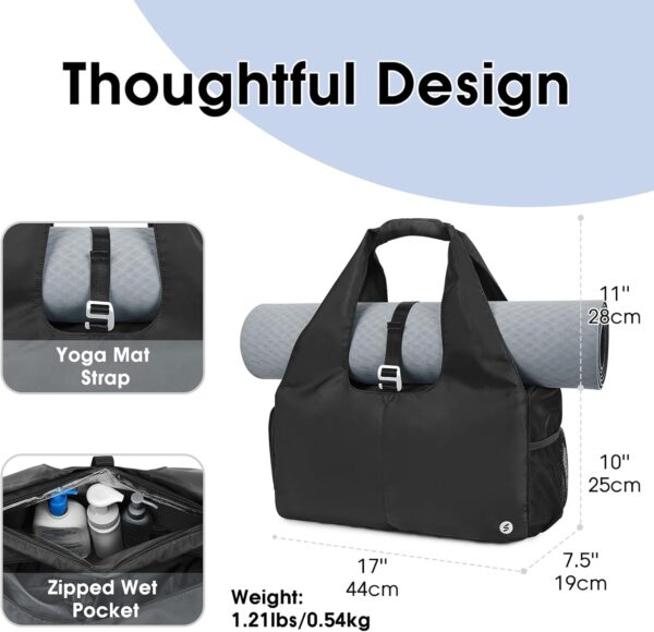 sportsnew Yoga Gym Bags for Women with Shoes Compartment and Wet Dry Storage Pockets with Adjustable Yoga Mat Holder