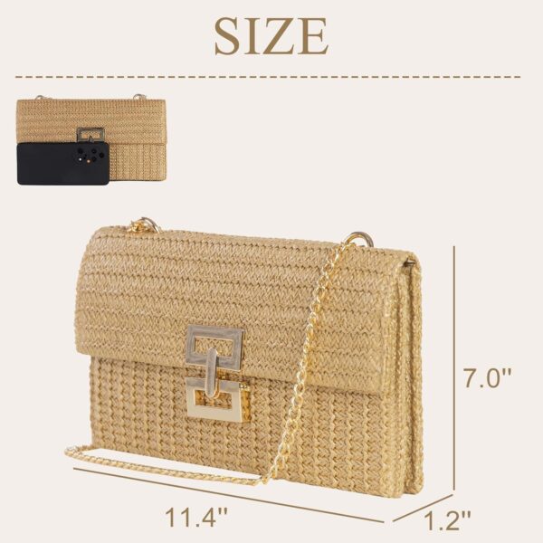 Straw Clutch Purses Women Summer Beach Handbags Boho Woven Envelope Wallet Fold Over Chain Crossbody Shoulder Bag Evening Bag