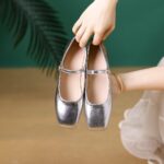 Stunner Mary Jane Shoes Square Toe Black Flats Ballet Flats for Women Comfortable Ankle Strap Flats Casual Slip On Flats