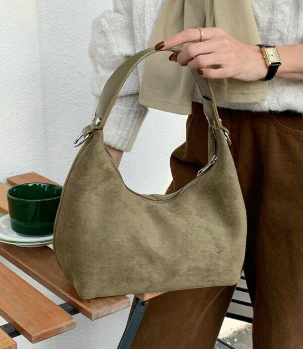 Suede Crescent Bag Women 2024 Retro Suede Slouchy Bag Fall Work Handbag Shoulder Bag Slouchy Tote Underarm Purse