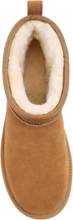 Suede Mini Boots for Women Winter Fuzzy Snow Boots Short Ankle Boot with Fur Lined