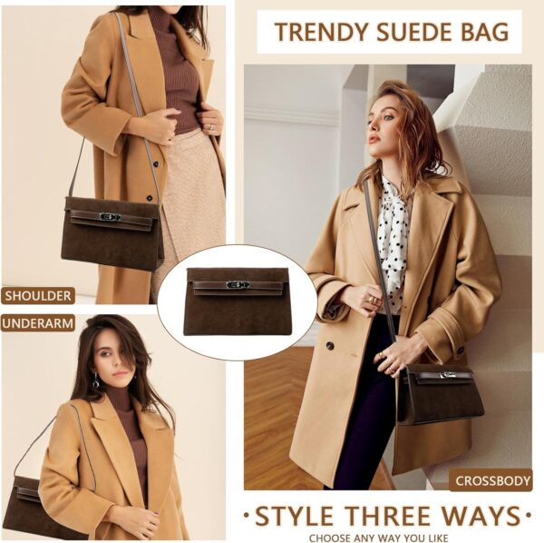 Suede Shoulder Bag Crossbody Suede Purse for Women 2024 Fall Purse Stylish Brown Suede Handbags Satchel Purse