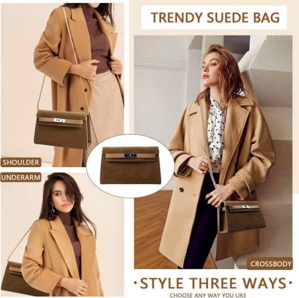 Suede Shoulder Bag Crossbody Suede Purse for Women 2024 Fall Purse Stylish Brown Suede Handbags Satchel Purse