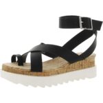 Sun + Stone Womens Pheobii Black Platform Sandals 8.5 Medium (B,M) BHFO 9627