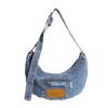 Sunwel Fashion Denim Crescent Bag - Women Casual Shoulder Purse Hobo Bag Crossbody with Adjustable Strap & Dual Pockets