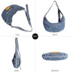 Sunwel Fashion Denim Crescent Bag - Women Casual Shoulder Purse Hobo Bag Crossbody with Adjustable Strap & Dual Pockets