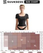 SUUKSESS Women Double Lined Fitted Basic Tee Scoop Neck Short Sleeve Y2K Crop Top