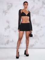 SweatyRocks Women's Casual Elastic Waist Solid Bodycon Mini Skirt Streetwear