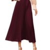 SweatyRocks Women's Casual Solid Longline Pleated Long Skirt