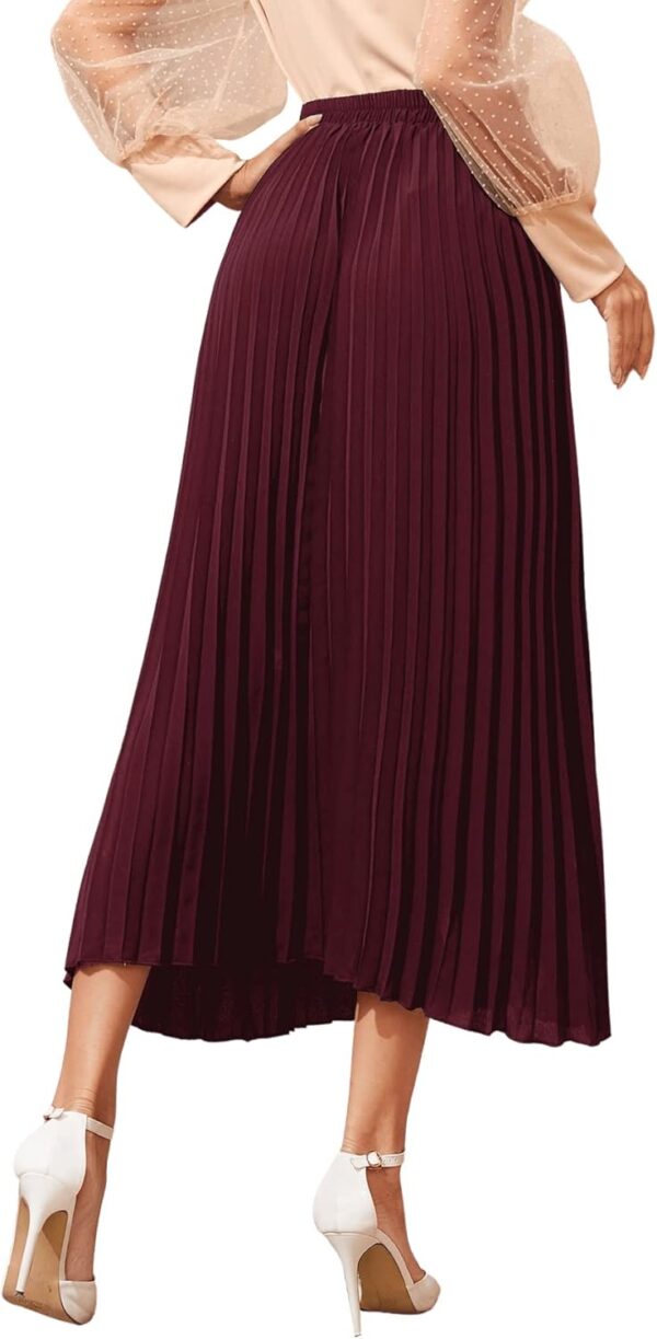 SweatyRocks Women's Casual Solid Longline Pleated Long Skirt