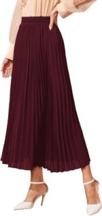 SweatyRocks Women's Casual Solid Longline Pleated Long Skirt