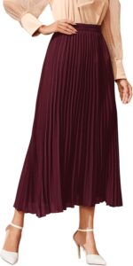 SweatyRocks Women's Casual Solid Longline Pleated Long Skirt