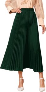 SweatyRocks Women's Casual Solid Longline Pleated Long Skirt