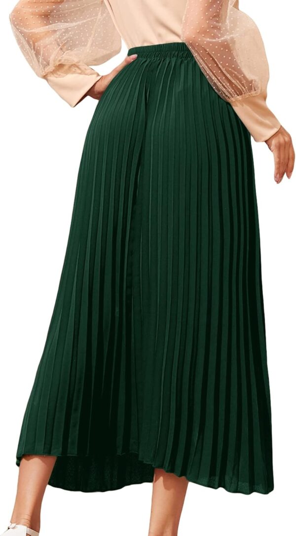 SweatyRocks Women's Casual Solid Longline Pleated Long Skirt