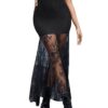 SweatyRocks Women's High Waisted Floral Lace Sheer Mesh Mermaid Maxi Skirt