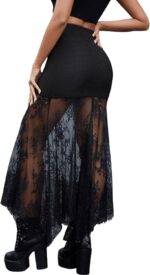 SweatyRocks Women's High Waisted Floral Lace Sheer Mesh Mermaid Maxi Skirt