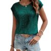 SweatyRocks Women's Round Neck Glitter Sequins Shirts Top Casual Cap Sleeve Party Tee Tops