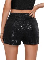 SweatyRocks Women's Sequins High Elastic Waist Straight Leg Shorts Solid Glitter Party Shorts