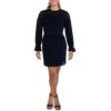 Tahari ASL Womens Navy Velvet Lace Trim Mini Shift Dress 2 BHFO 8981