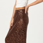 The Drop Women's Bianca Sequin Midi Skirt