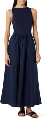 The Drop Women's Dia Mixed Fabric Midi Tank Dress