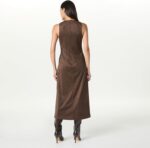 The Drop Women's Mina Faux Suede Maxi Dress with Front Slit Detail