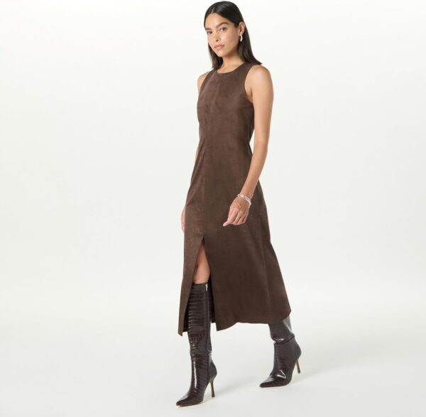 The Drop Women's Mina Faux Suede Maxi Dress with Front Slit Detail