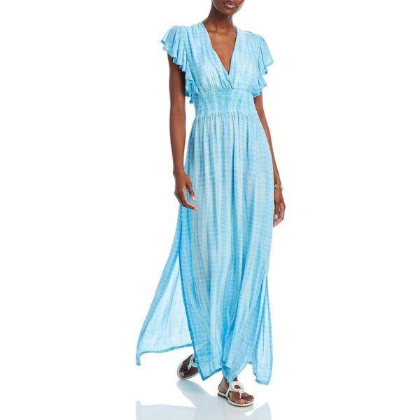 Tiare Hawaii Womens Blue Tie-Dye Maxi Dress Beachwear Cover-Up M/L BHFO 7338