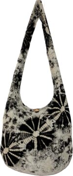 TIE DYE Bohemian Hipster Hobo Boho Hippie Crossbody Bag Purse Black Tone 39"