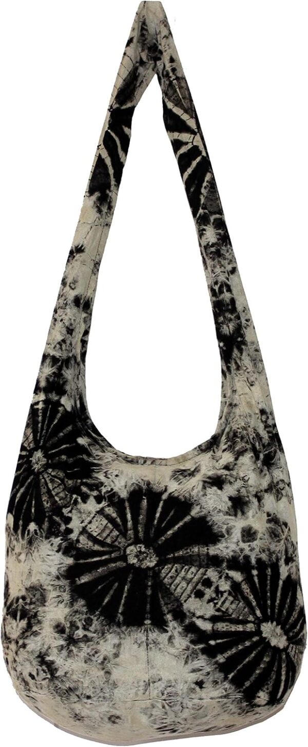 TIE DYE Bohemian Hipster Hobo Boho Hippie Crossbody Bag Purse Black Tone 39"