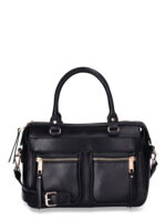 Time and Tru Women's Beckett Satchel Handbag, Black