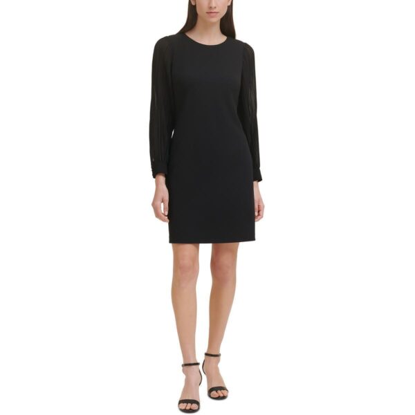 Tommy Hilfiger Womens Black Mini Pleated Sleeve Wear To Work Dress 4 BHFO 3186