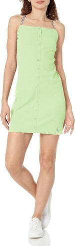 Tommy Hilfiger Women's Snap Front Bodycon Ribbed Tube Mini Dress