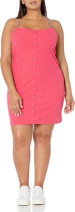 Tommy Hilfiger Women's Snap Front Bodycon Ribbed Tube Mini Dress