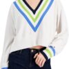 Tommy Hilfiger Womens V Neck Cropped Crop Sweater White XXL