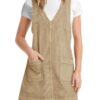 Tongmingyun Womens Corduroy Pinafore Overall Dress Casual Sleeveless V Neck Tank A Line Jumper Mini Dress