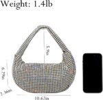 UMREN Bling Full Glitter Knotted Handbag for Women Crystal Rhinestone Hobo Dumpling Bag Diamond Evening Clutch Crossbody Bag