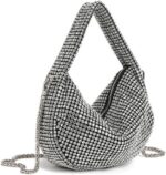 UMREN Bling Full Glitter Knotted Handbag for Women Crystal Rhinestone Hobo Dumpling Bag Diamond Evening Clutch Crossbody Bag