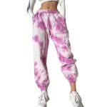 utcoco Women's Athletic Fit Drawstring Waist Tie-Dye French Terry Closed Bottom Sports Sweatpant