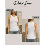 Vafful Womens Tank Tops High Neck Summer Tanks Cami Sleeveless Tops Basic Shirt Ribbed Racerback Blouses White Medium