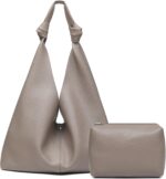 Vegan Leather Hobo Purses set, Slouchy Shoulder Bag Knotted Hobo Bags for Women with a small purse