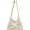 Verdusa Women's Crochet Shoulder HandBags Hobo Knitted Tote Bag Shopping Bags