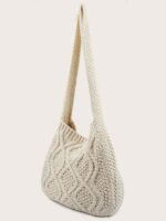 Verdusa Women's Crochet Shoulder HandBags Hobo Knitted Tote Bag Shopping Bags