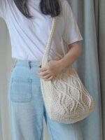 Verdusa Women's Crochet Shoulder HandBags Hobo Knitted Tote Bag Shopping Bags